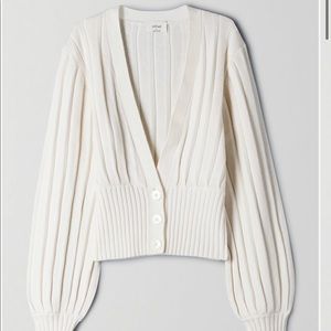 Aritzia Wilfred Plunge front cardigan (yellow)